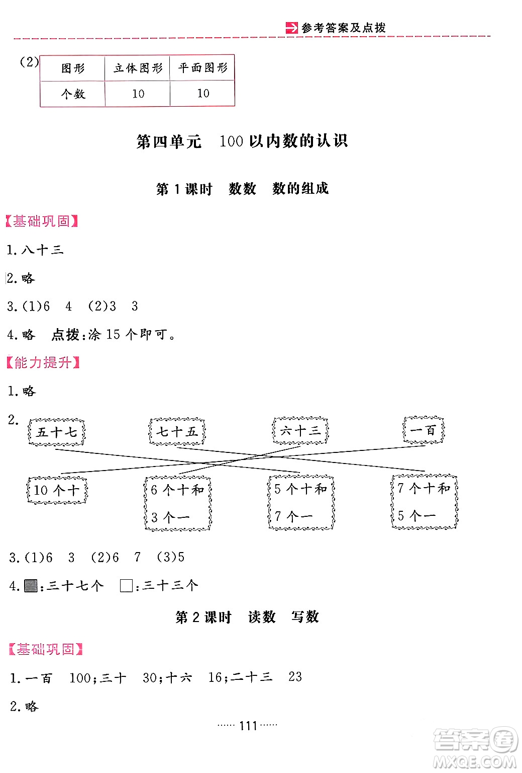 吉林教育出版社2024年春三維數(shù)字課堂一年級(jí)數(shù)學(xué)下冊(cè)人教版答案