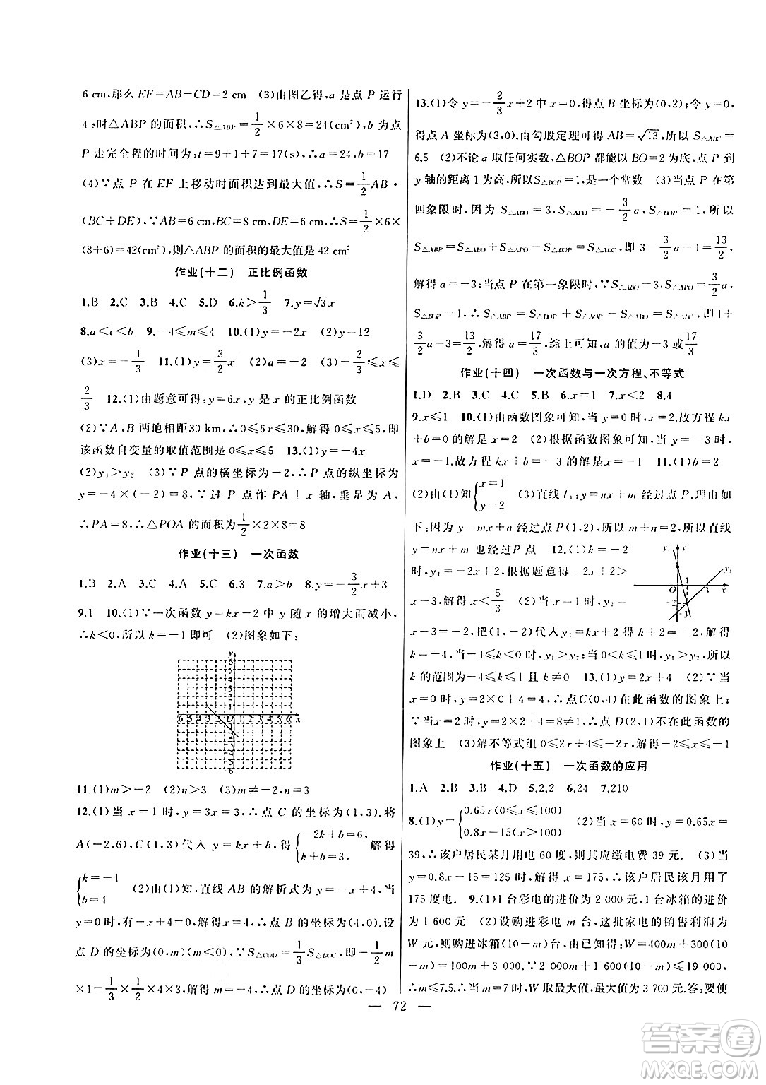 新疆青少年出版社2024年春高效課堂暑假作業(yè)八年級數學通用版答案