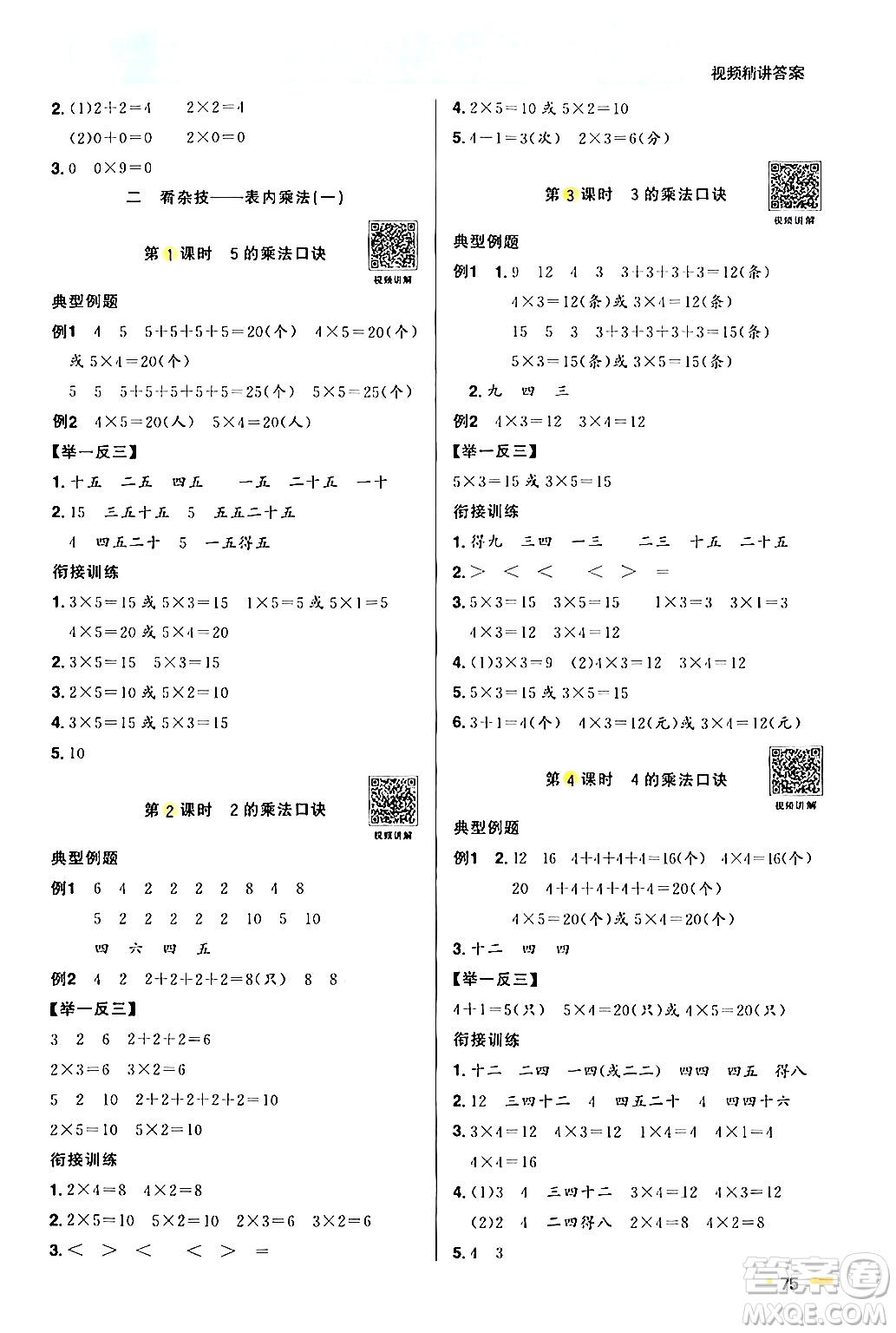 江蘇教育出版社2024年春陽光同學暑假銜接1升2年級數(shù)學全一冊青島版答案