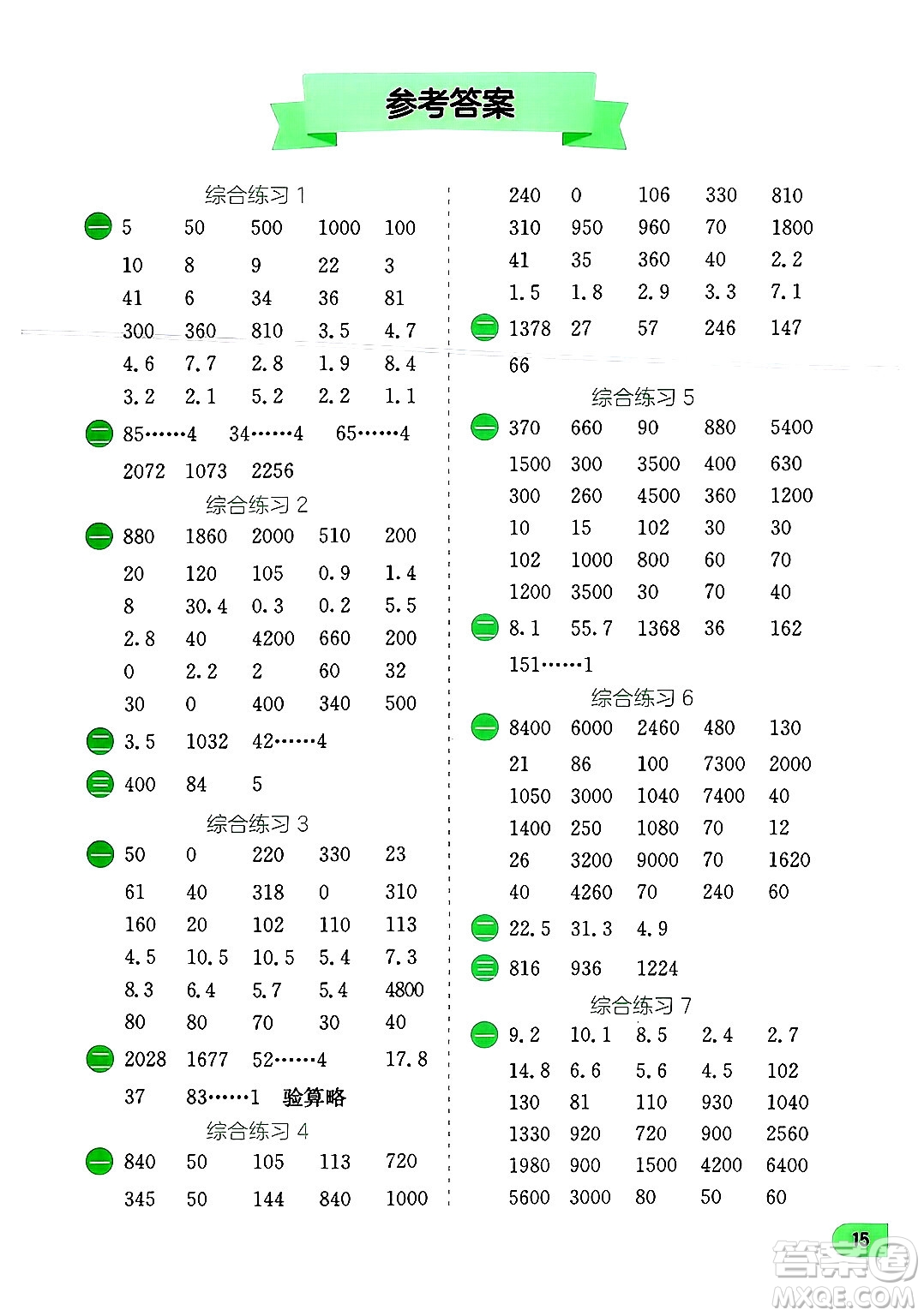 江蘇人民出版社2024年春實(shí)驗(yàn)班提優(yōu)訓(xùn)練暑假銜接三升四年級(jí)數(shù)學(xué)人教版答案