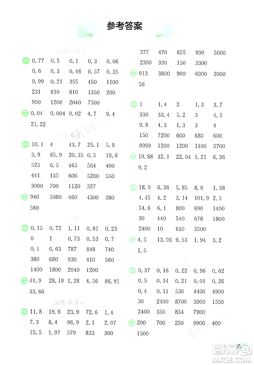 江蘇人民出版社2024年春實驗班提優(yōu)訓(xùn)練暑假銜接四升五年級數(shù)學(xué)青島版答案