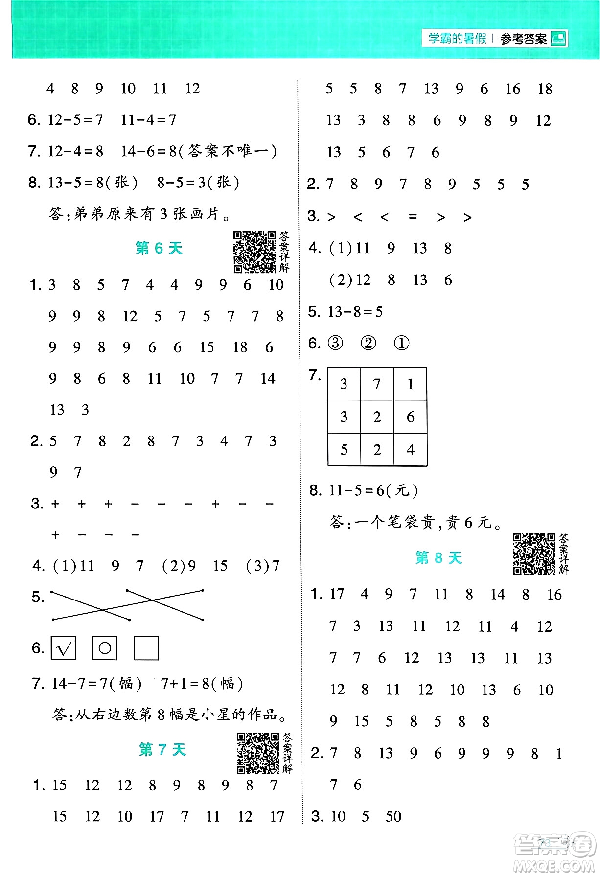 寧夏人民教育出版社2024年春經(jīng)綸學(xué)霸學(xué)霸的暑假計(jì)算暑假大通關(guān)一升二年級(jí)數(shù)學(xué)北師大版答案