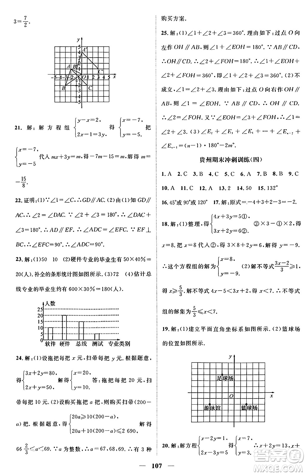 廣東經(jīng)濟(jì)出版社2024年春鴻鵠志期末沖刺王暑假作業(yè)七年級(jí)數(shù)學(xué)人教版貴州專版答案