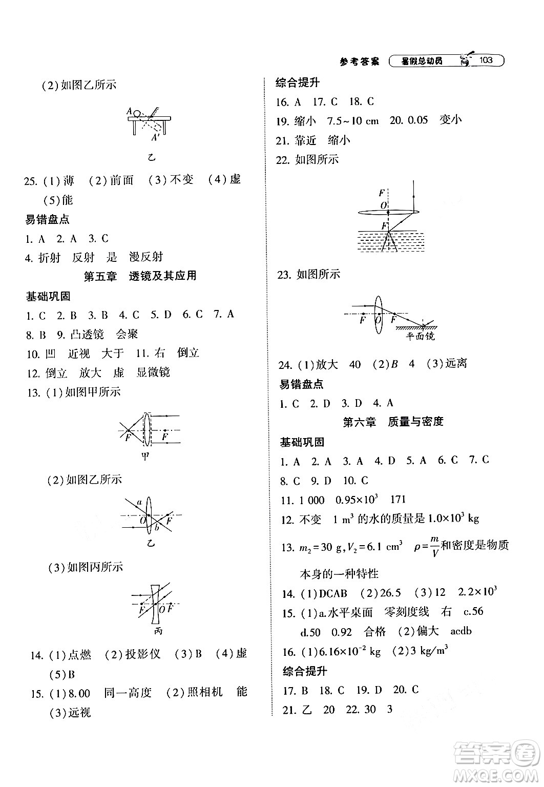 寧夏人民教育出版社2024年經(jīng)綸學(xué)典暑假總動(dòng)員八年級物理人教版答案