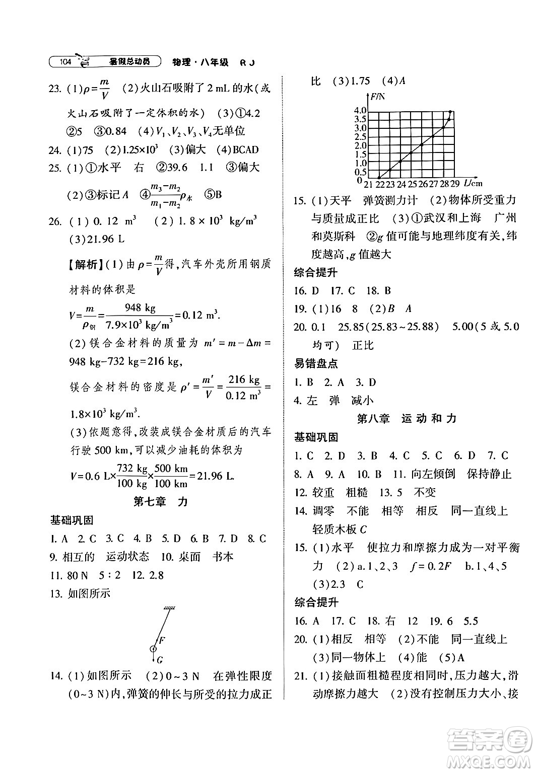 寧夏人民教育出版社2024年經(jīng)綸學(xué)典暑假總動(dòng)員八年級物理人教版答案