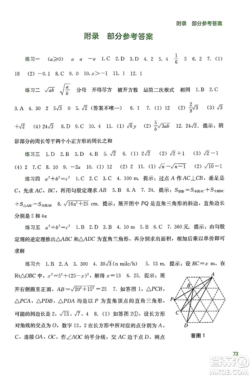 廣西教育出版社2024年新課程暑假作業(yè)八年級(jí)數(shù)學(xué)通用版答案