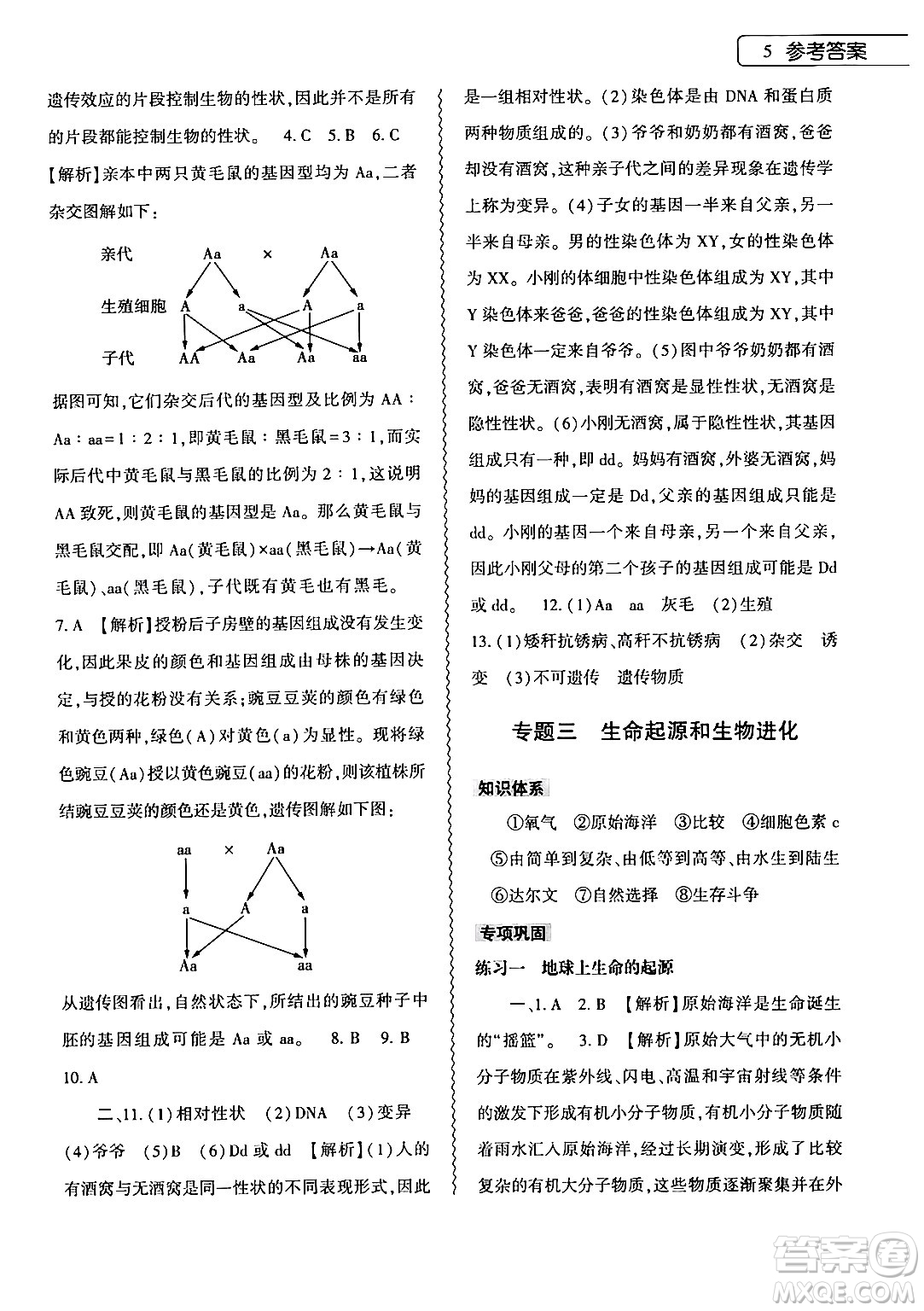 大象出版社2024年生物學(xué)暑假作業(yè)本八年級(jí)生物人教版答案