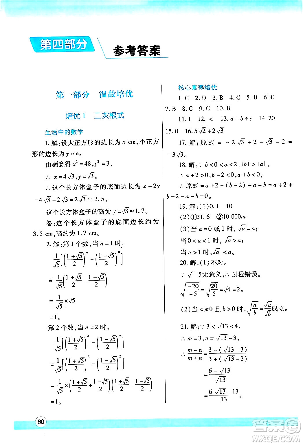 陜西師范大學出版總社有限公司2024年暑假作業(yè)與生活八年級數學人教版答案