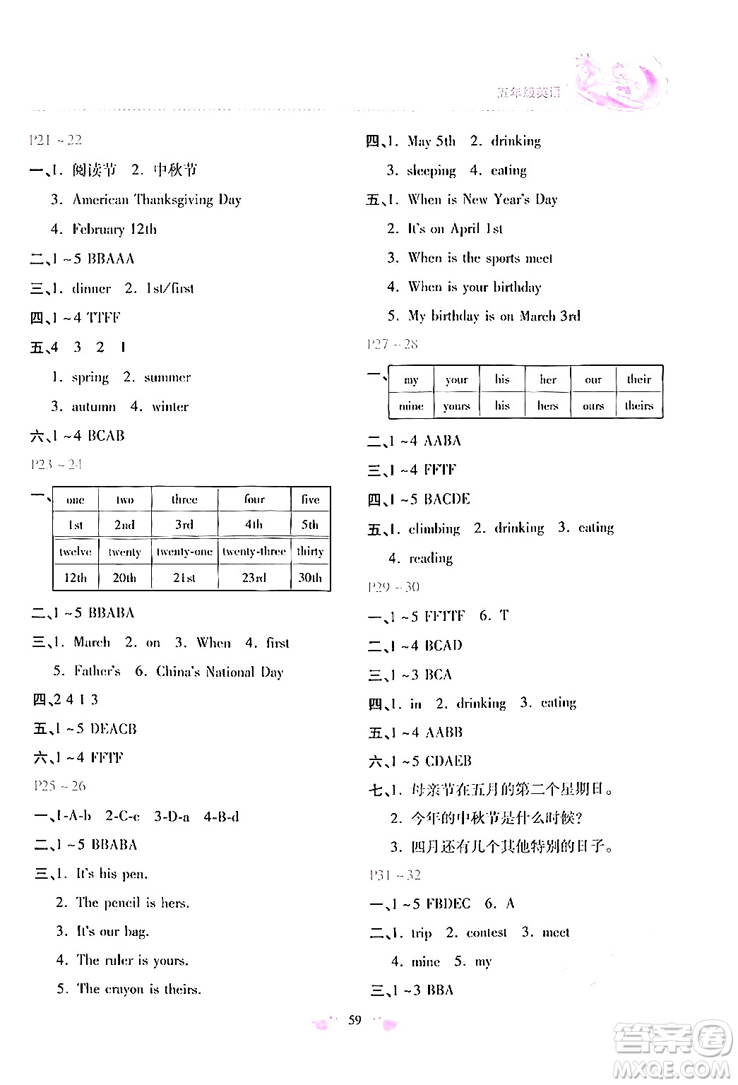 北京教育出版社2024年新課標(biāo)暑假樂園五年級英語課標(biāo)版答案