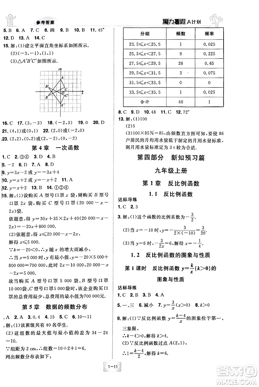 江西美術(shù)出版社2024年學(xué)海風(fēng)暴叢書(shū)魔力暑假A計(jì)劃八年級(jí)數(shù)學(xué)湘教版答案