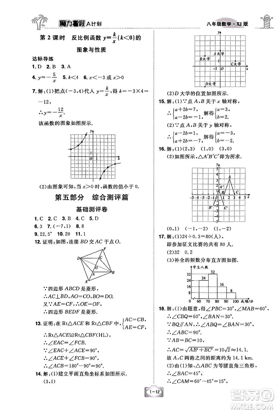 江西美術(shù)出版社2024年學(xué)海風(fēng)暴叢書(shū)魔力暑假A計(jì)劃八年級(jí)數(shù)學(xué)湘教版答案