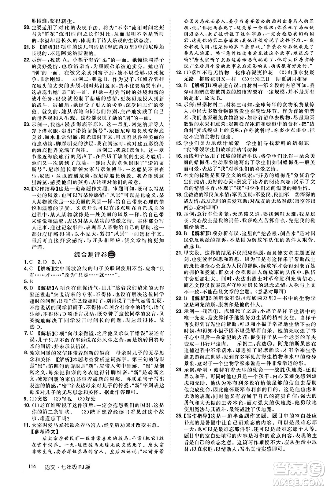 江西美術(shù)出版社2024年學(xué)海風(fēng)暴叢書魔力暑假A計(jì)劃七年級(jí)語(yǔ)文人教版答案