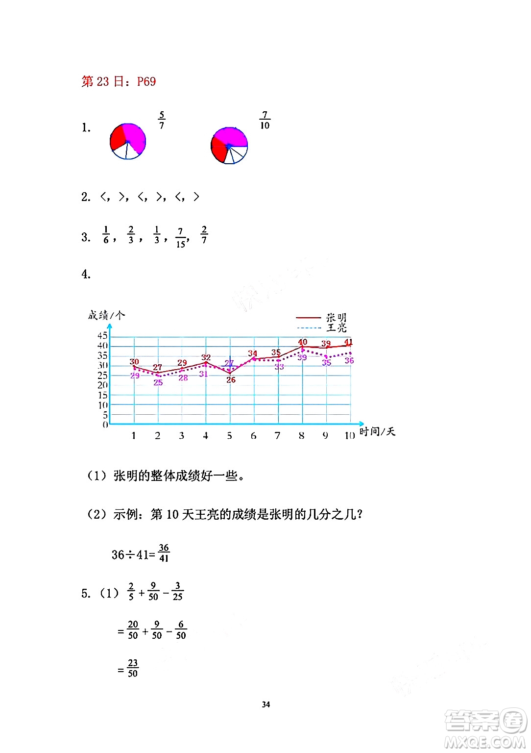 安徽少年兒童出版社2024年暑假作業(yè)五年級(jí)數(shù)學(xué)人教版答案