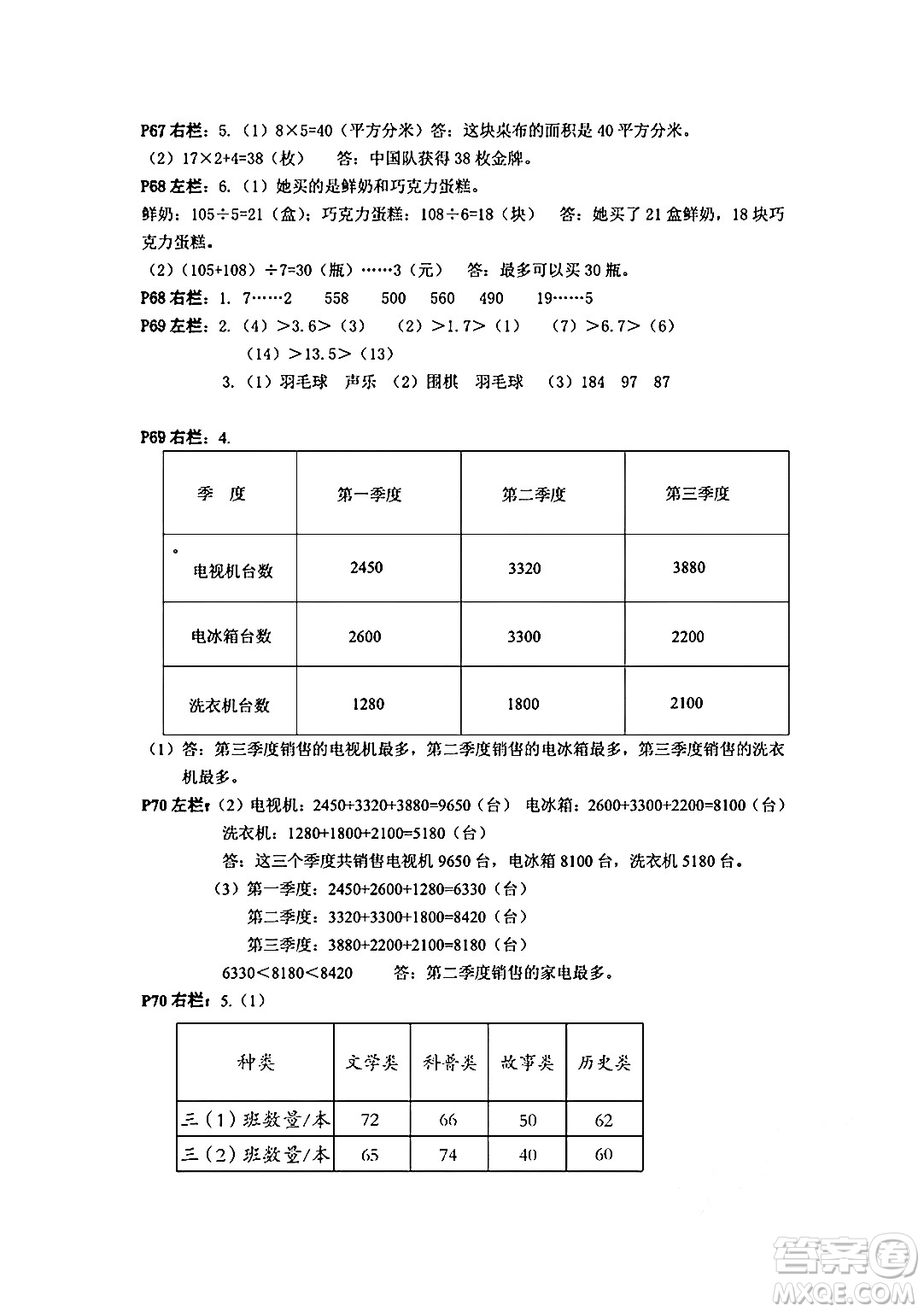 安徽少年兒童出版社2024年暑假作業(yè)三年級(jí)數(shù)學(xué)人教版答案