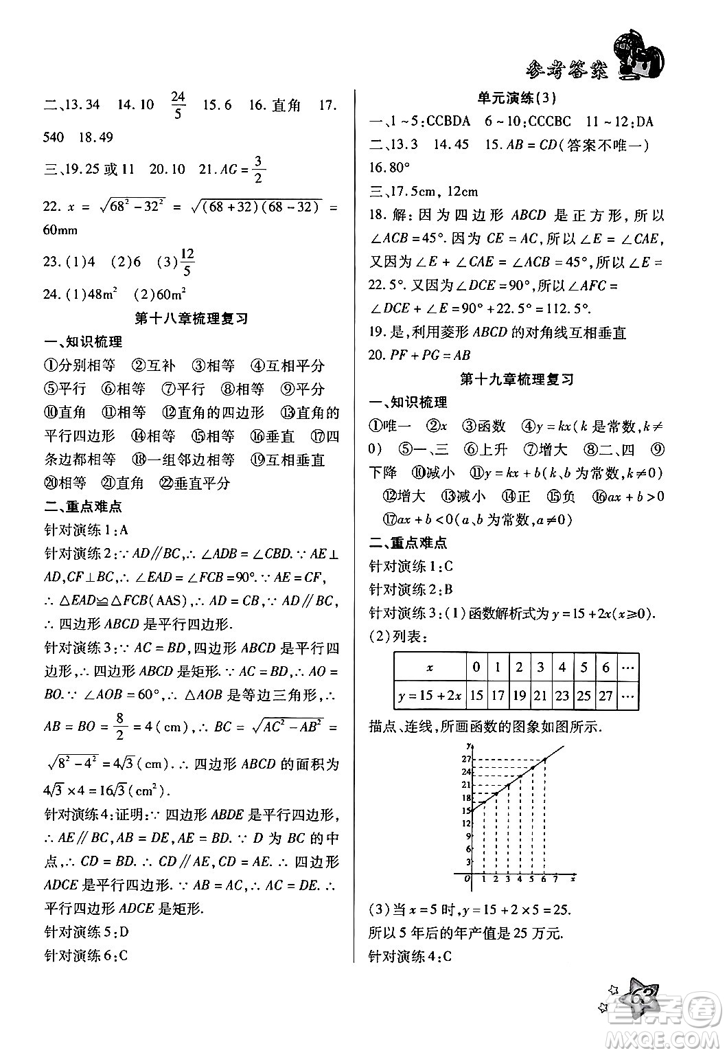 河北科學(xué)技術(shù)出版社2024年輕松總復(fù)習(xí)暑假作業(yè)八年級(jí)數(shù)學(xué)通用版答案