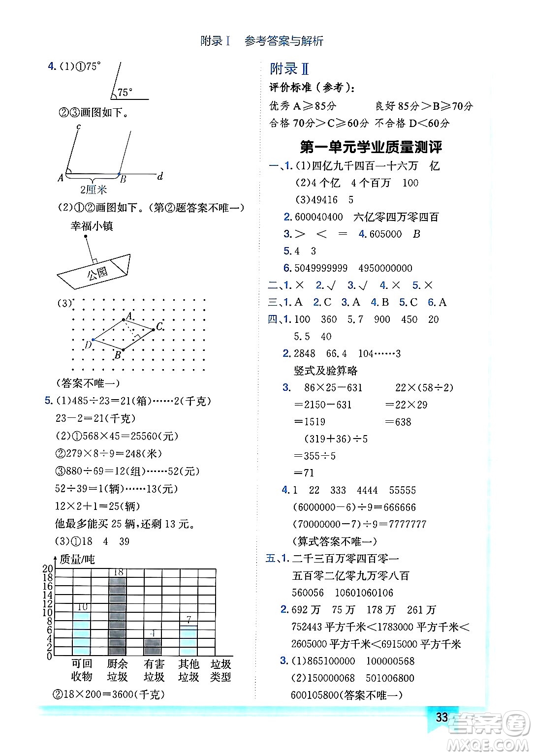 龍門書局2024年秋黃岡小狀元作業(yè)本四年級數(shù)學(xué)上冊人教版廣東專版答案