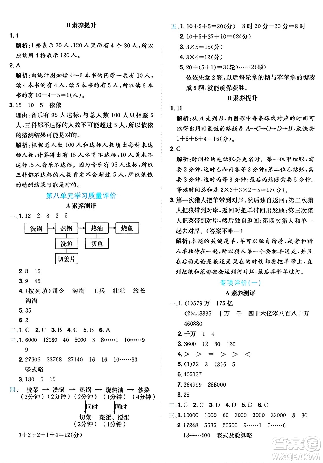 龍門書局2024年秋黃岡小狀元達標卷四年級數(shù)學(xué)上冊人教版答案