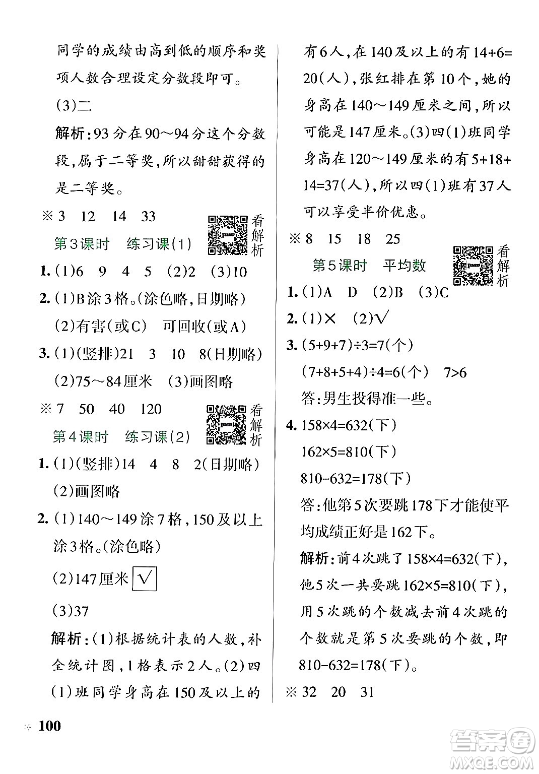 陜西師范大學(xué)出版總社有限公司2024年秋PASS小學(xué)學(xué)霸作業(yè)本四年級數(shù)學(xué)上冊蘇教版答案