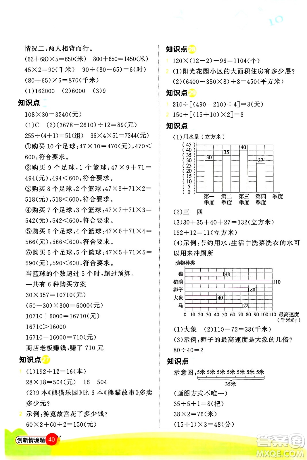 江西教育出版社2024年秋陽光同學計算小達人四年級數(shù)學上冊青島版答案