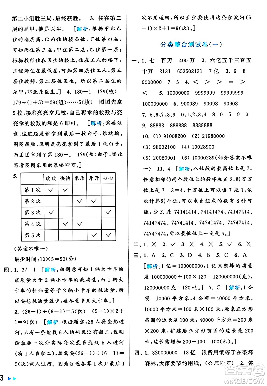 北京教育出版社2024年秋亮點(diǎn)給力大試卷四年級(jí)數(shù)學(xué)上冊(cè)人教版答案