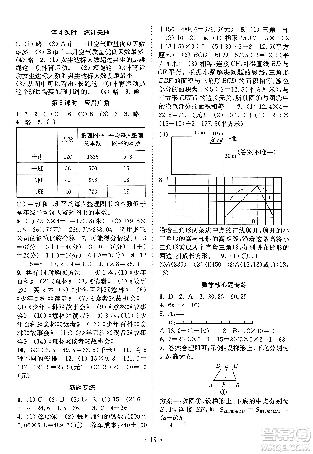 江蘇鳳凰美術(shù)出版社2024年秋創(chuàng)新課時作業(yè)本五年級數(shù)學(xué)上冊江蘇版答案