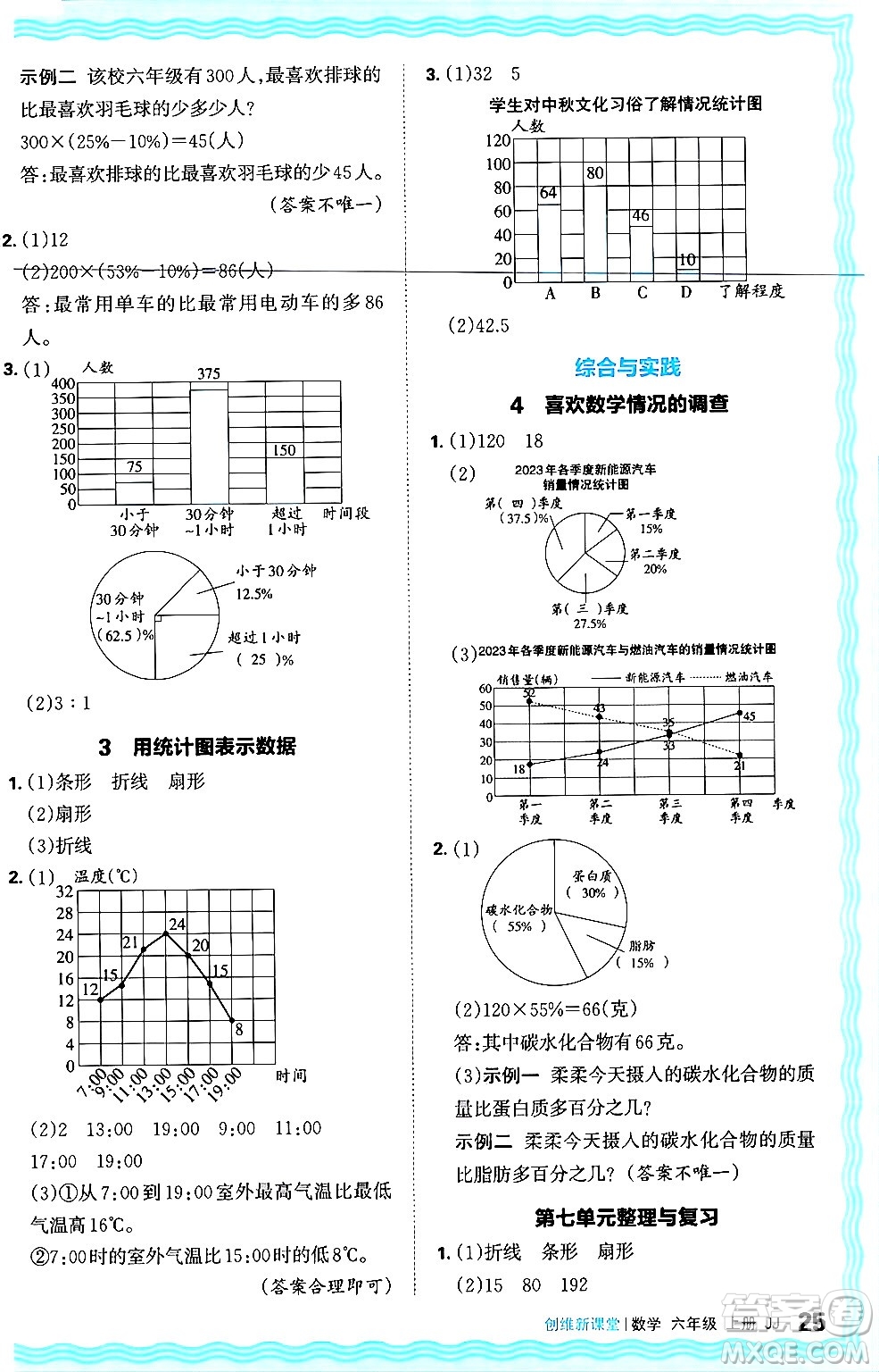 江西人民出版社2024年秋王朝霞創(chuàng)維新課堂六年級數(shù)學上冊冀教版答案