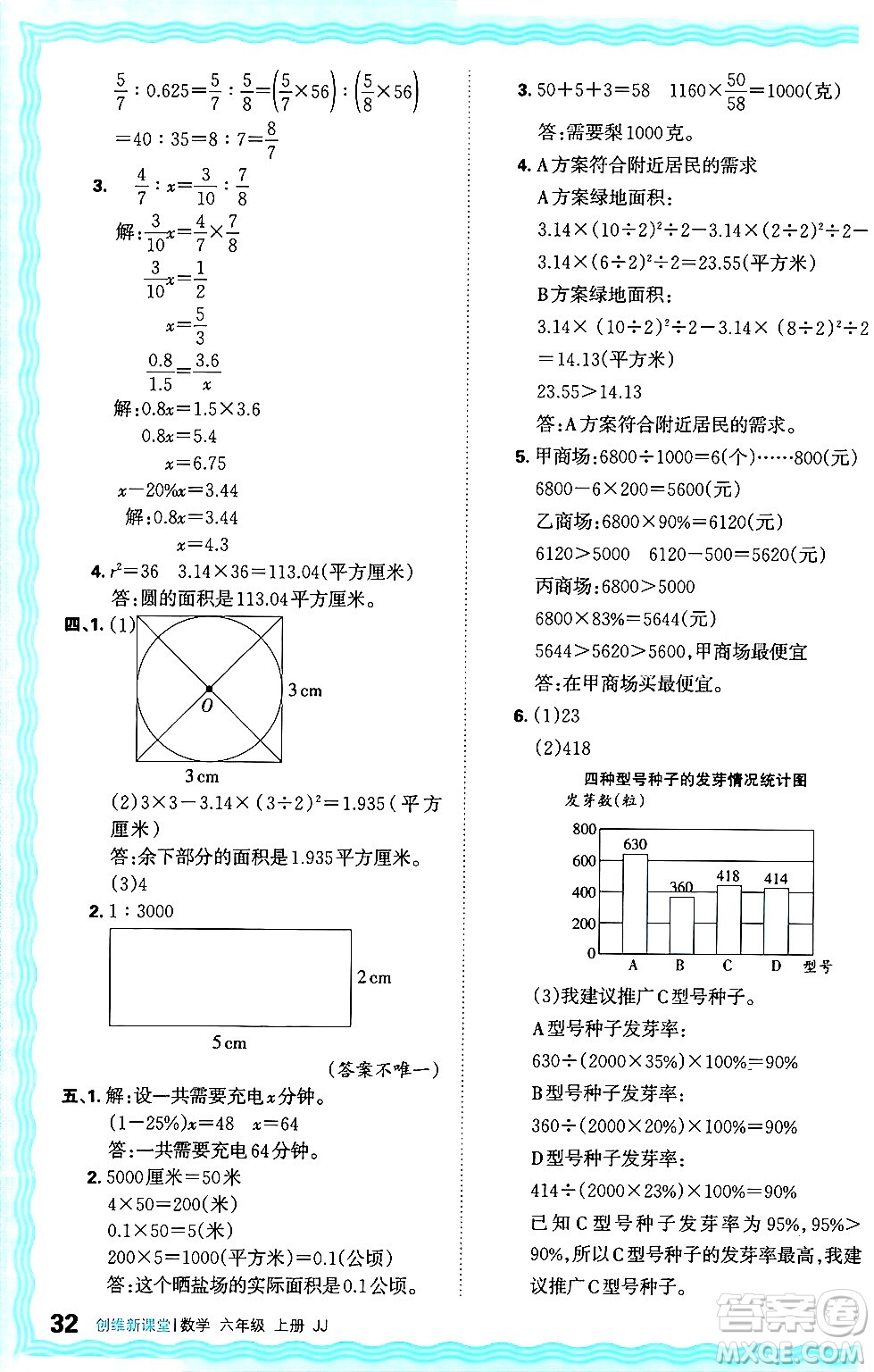 江西人民出版社2024年秋王朝霞創(chuàng)維新課堂六年級數(shù)學上冊冀教版答案