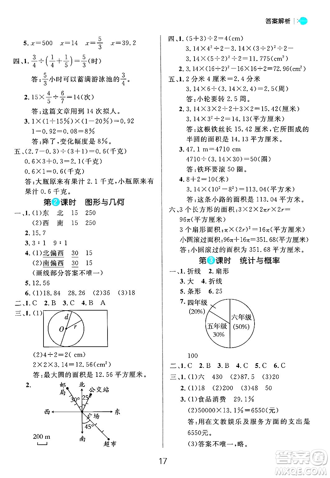 延邊大學(xué)出版社2024年秋細(xì)解巧練六年級數(shù)學(xué)上冊人教版答案