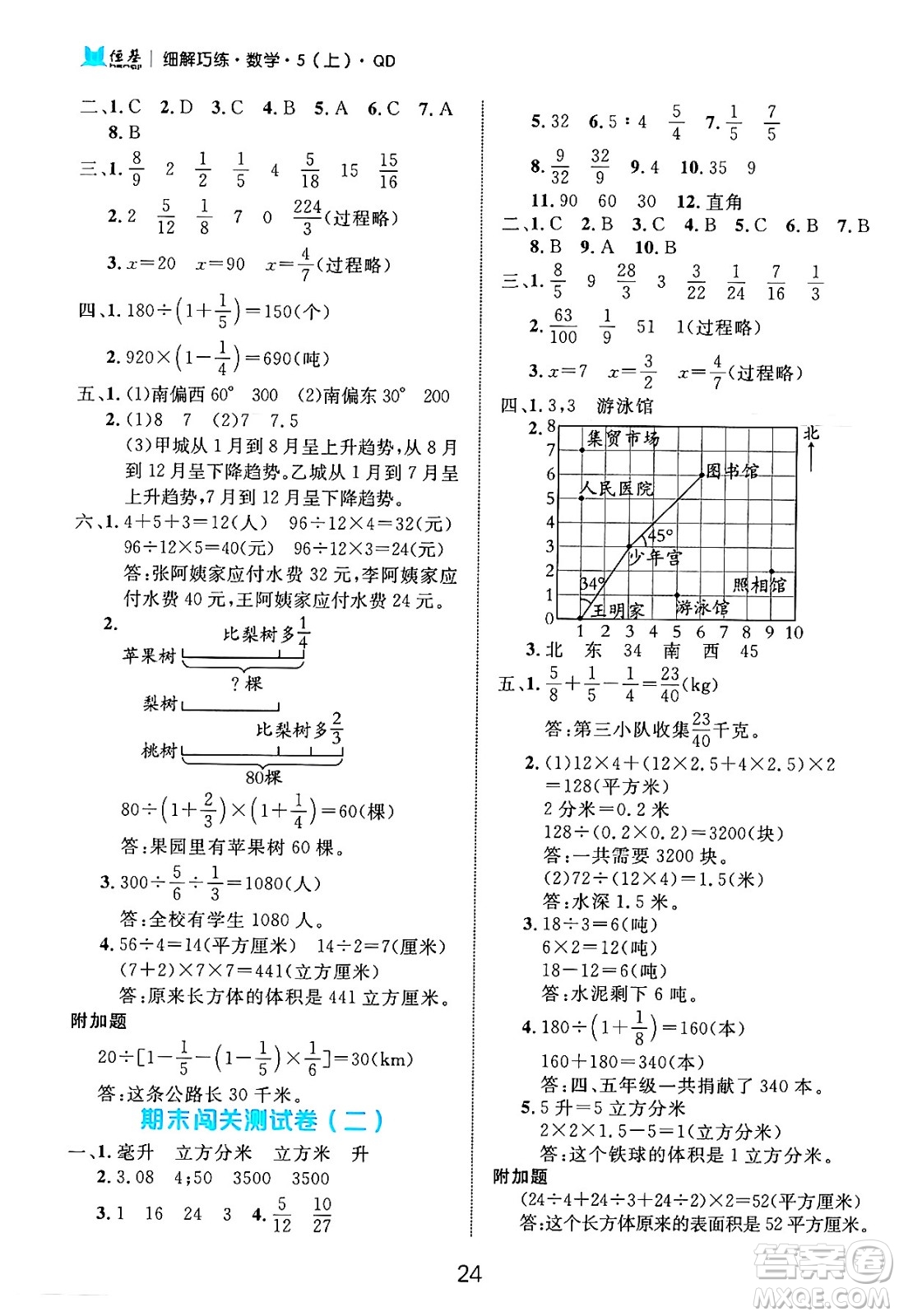 延邊大學(xué)出版社2024年秋細(xì)解巧練五年級(jí)數(shù)學(xué)上冊(cè)青島版答案