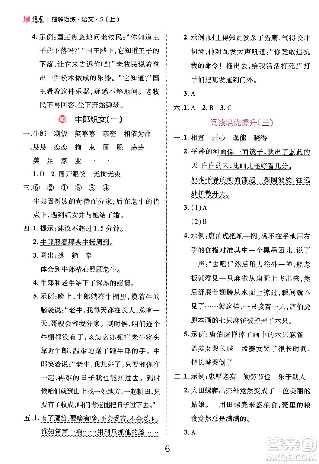 延邊大學(xué)出版社2024年秋細(xì)解巧練五年級(jí)語文上冊(cè)部編版答案