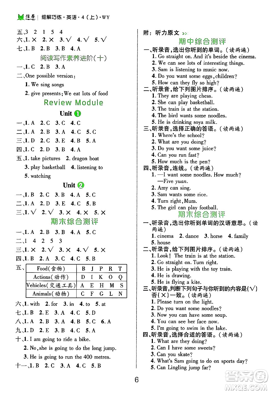 延邊大學(xué)出版社2024年秋細(xì)解巧練四年級(jí)英語(yǔ)上冊(cè)外研版答案