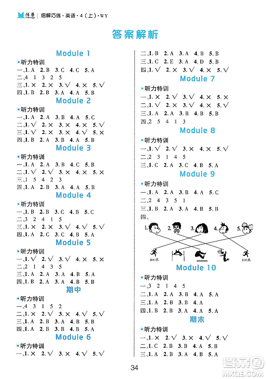 延邊大學(xué)出版社2024年秋細(xì)解巧練四年級(jí)英語(yǔ)上冊(cè)外研版答案