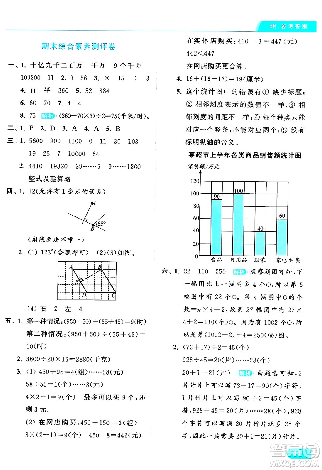 北京教育出版社2024年秋亮點(diǎn)給力提優(yōu)課時(shí)作業(yè)本四年級(jí)數(shù)學(xué)上冊(cè)人教版答案