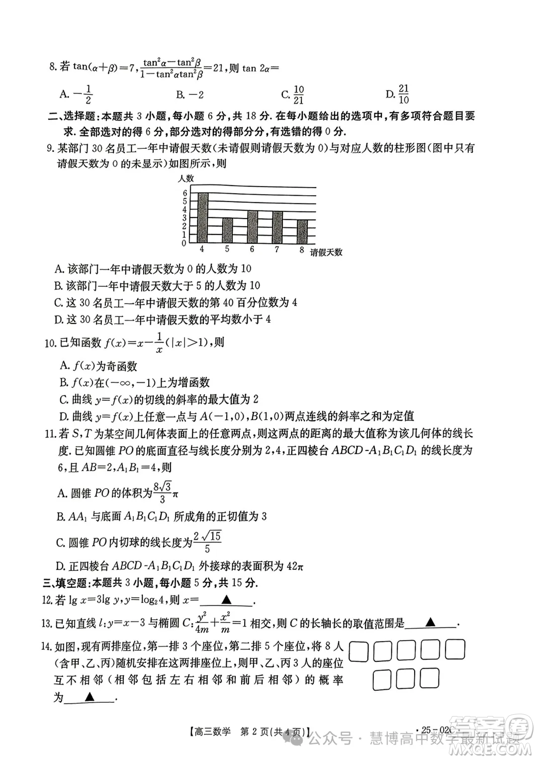 2025屆廣東高三8月大聯(lián)考25-02C數(shù)學(xué)試題答案