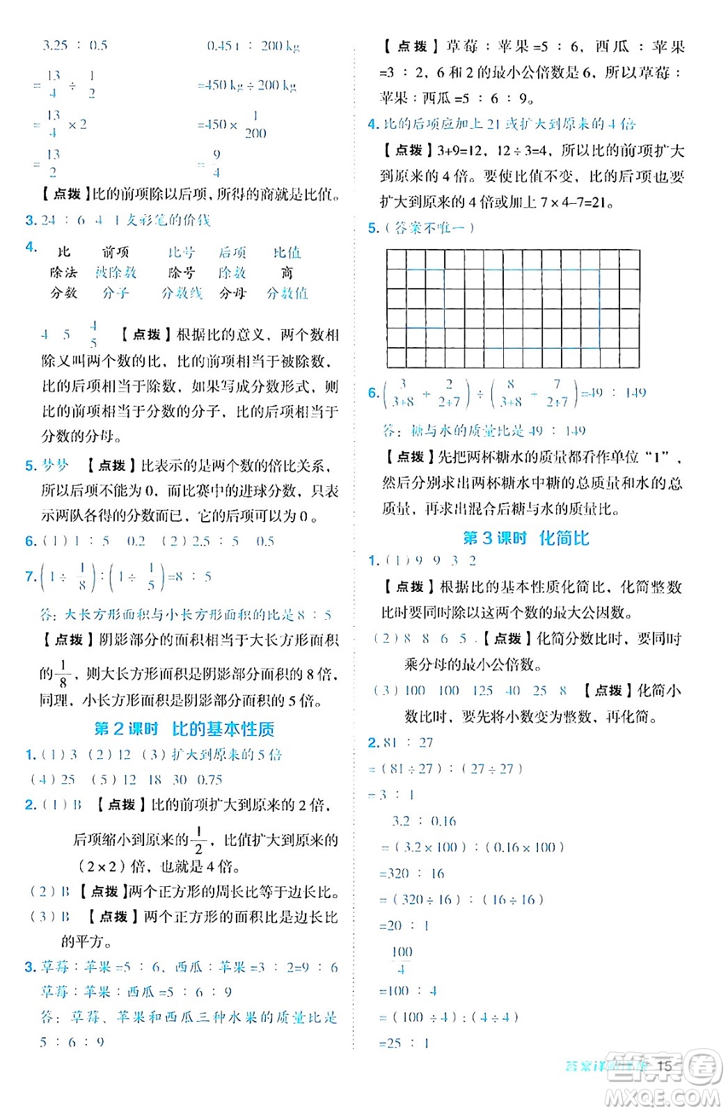 吉林教育出版社2024年秋綜合應用創(chuàng)新題典中點六年級數(shù)學上冊青島版答案