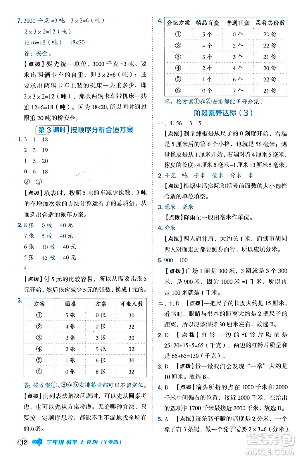 陜西師范大學(xué)出版總社有限公司2024年秋綜合應(yīng)用創(chuàng)新題典中點(diǎn)三年級(jí)數(shù)學(xué)上冊(cè)人教版湖北專版三起點(diǎn)答案