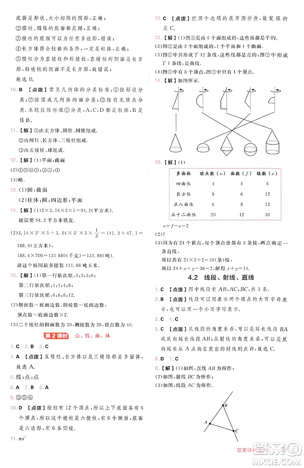 安徽教育出版社2024年秋綜合應用創(chuàng)新題典中點七年級數(shù)學上冊滬科版安徽專版答案