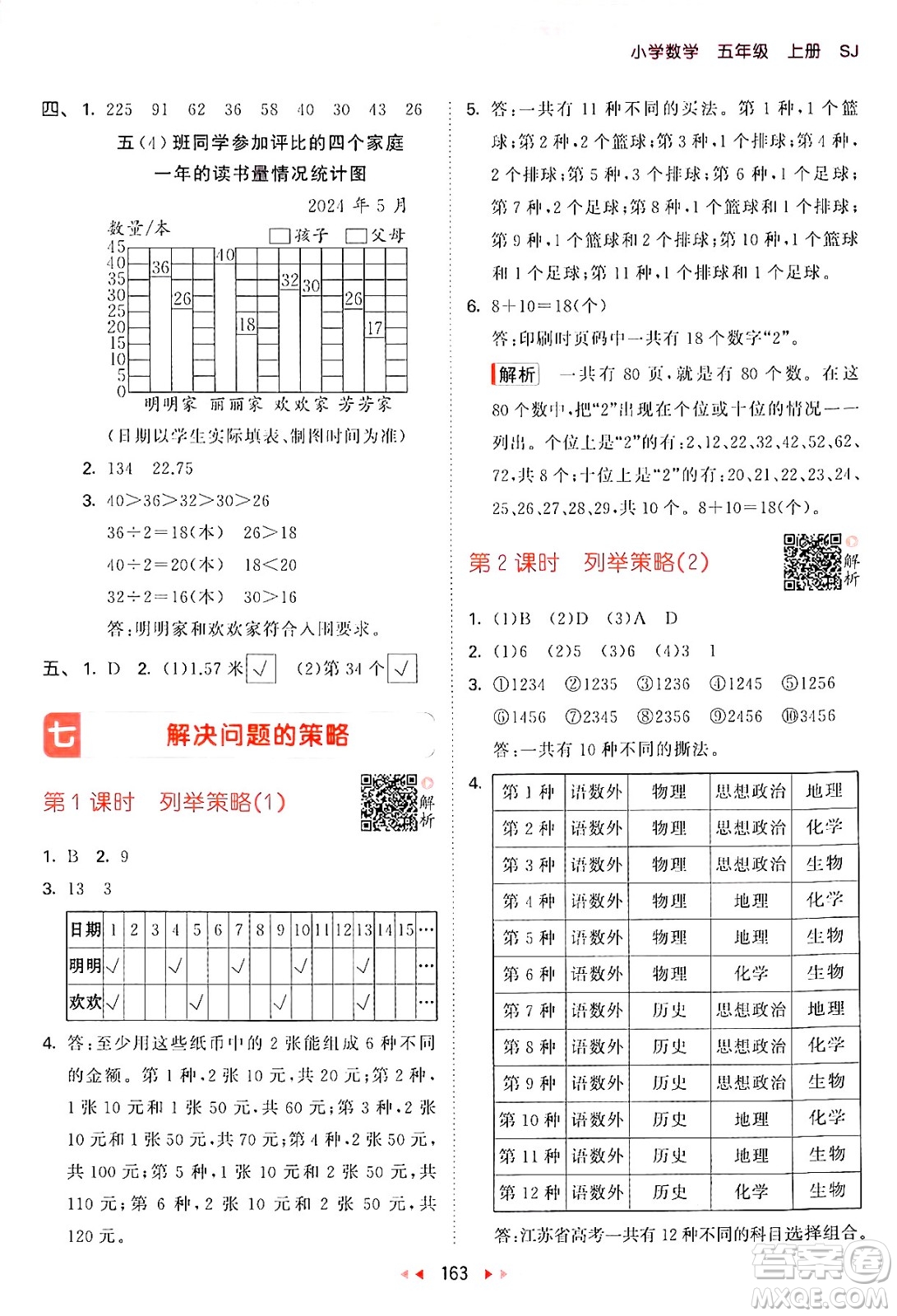 山東畫報(bào)出版社2024年秋53天天練五年級(jí)數(shù)學(xué)上冊(cè)蘇教版答案