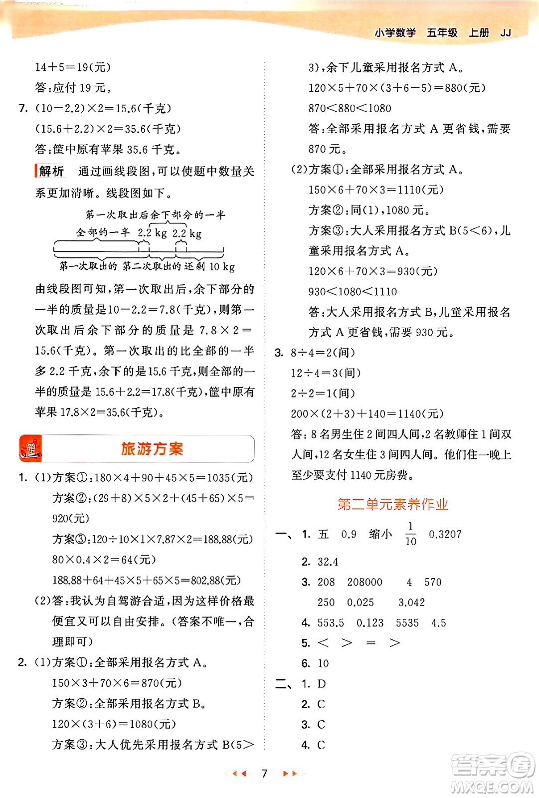 西安出版社2024年秋53天天練五年級(jí)數(shù)學(xué)上冊(cè)冀教版答案