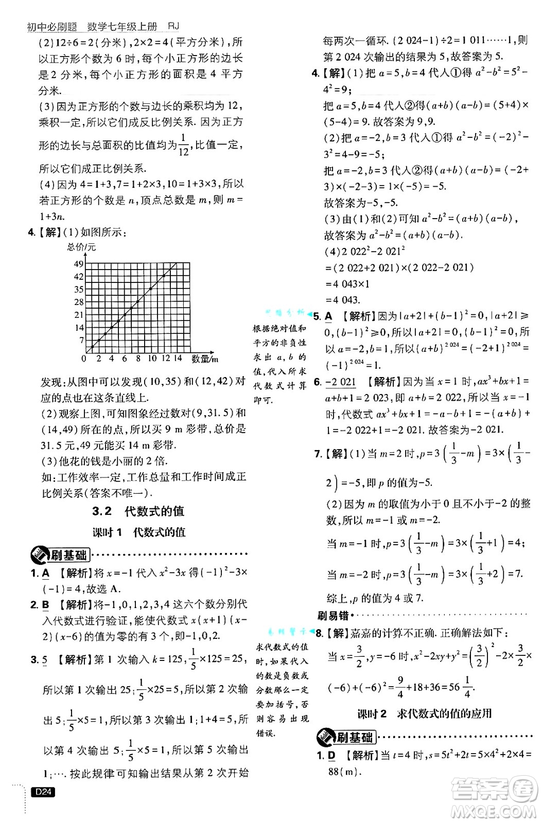 開明出版社2025屆初中必刷題拔尖提優(yōu)訓(xùn)練七年級數(shù)學(xué)上冊人教版答案