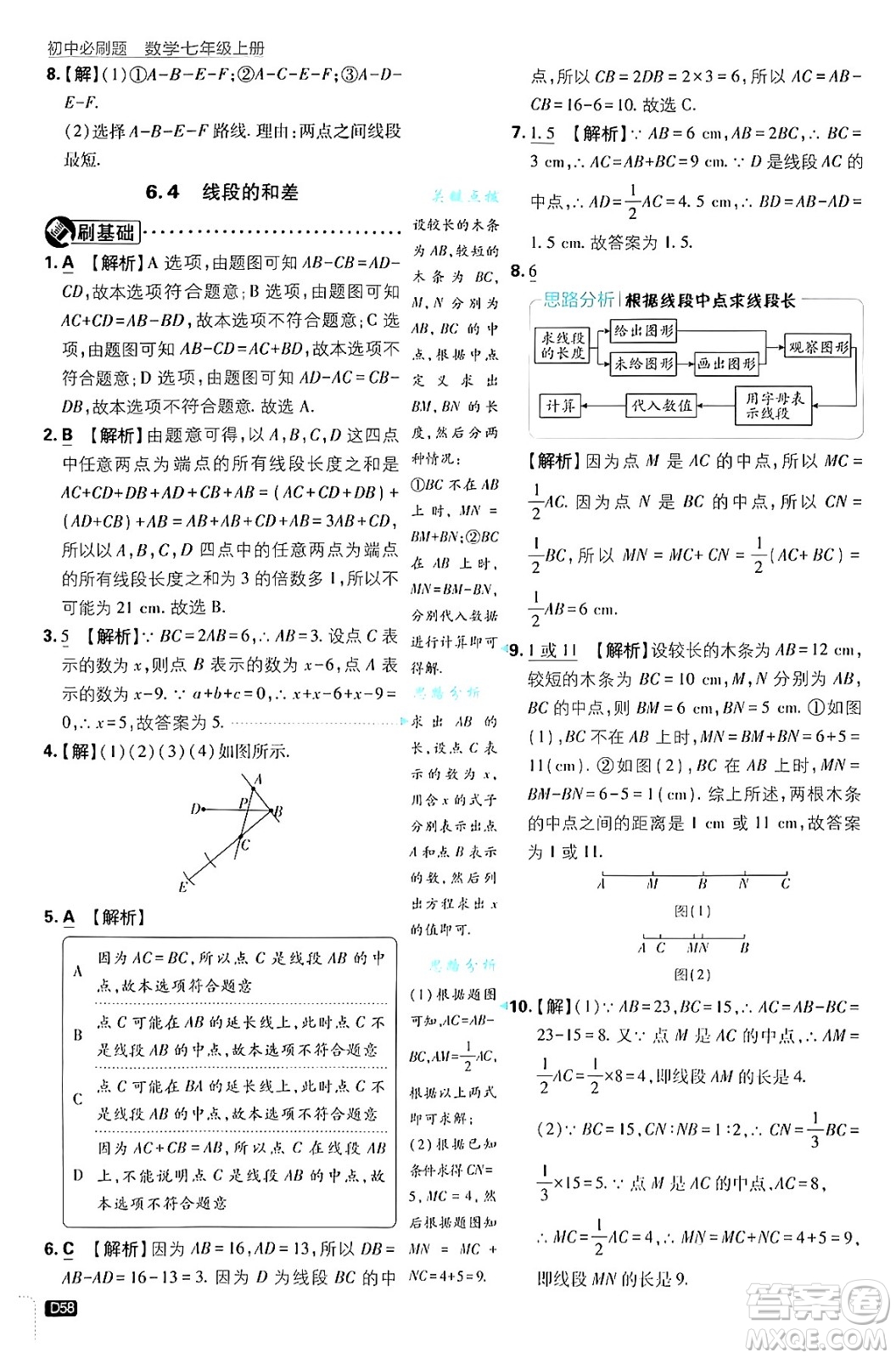 開明出版社2025屆初中必刷題拔尖提優(yōu)訓練七年級數(shù)學上冊浙教版浙江專版答案