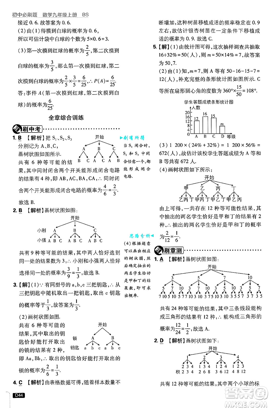 開(kāi)明出版社2025屆初中必刷題拔尖提優(yōu)訓(xùn)練九年級(jí)數(shù)學(xué)上冊(cè)北師大版答案