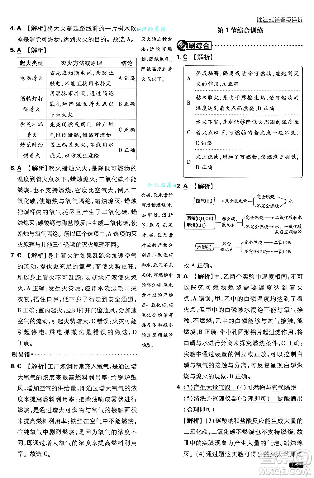 開明出版社2025屆初中必刷題拔尖提優(yōu)訓(xùn)練九年級(jí)化學(xué)上冊(cè)滬教版答案