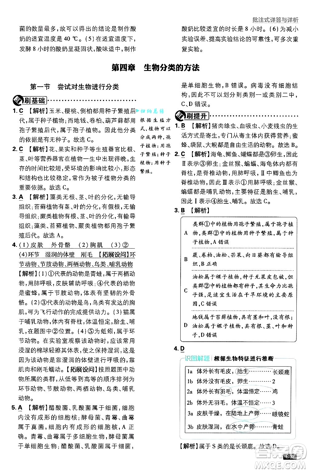 開明出版社2025屆初中必刷題拔尖提優(yōu)訓(xùn)練七年級生物上冊人教版答案