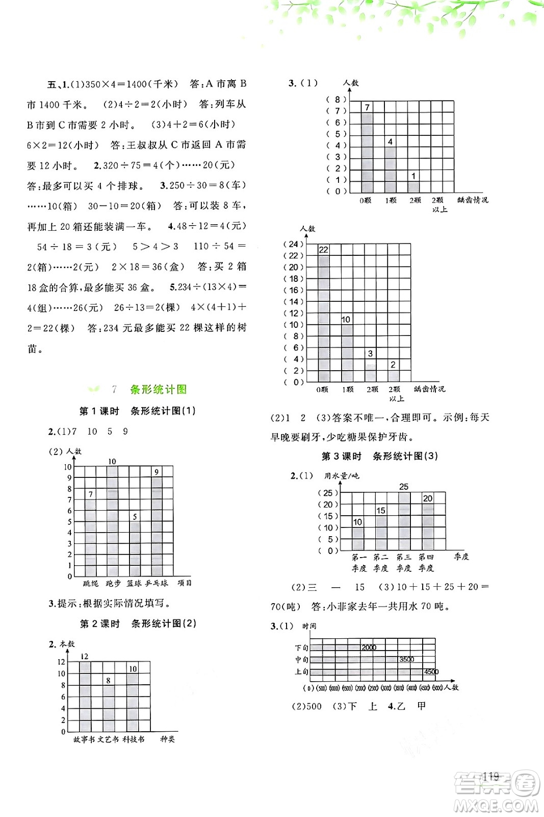 廣西教育出版社2024年秋新課程學習與測評同步學習四年級數(shù)學上冊人教版答案