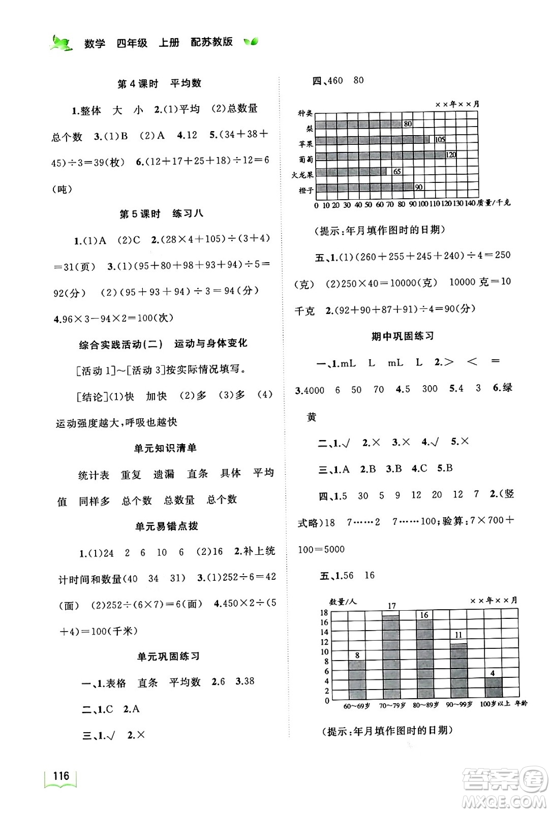 廣西教育出版社2024年秋新課程學(xué)習(xí)與測評同步學(xué)習(xí)四年級數(shù)學(xué)上冊蘇教版答案