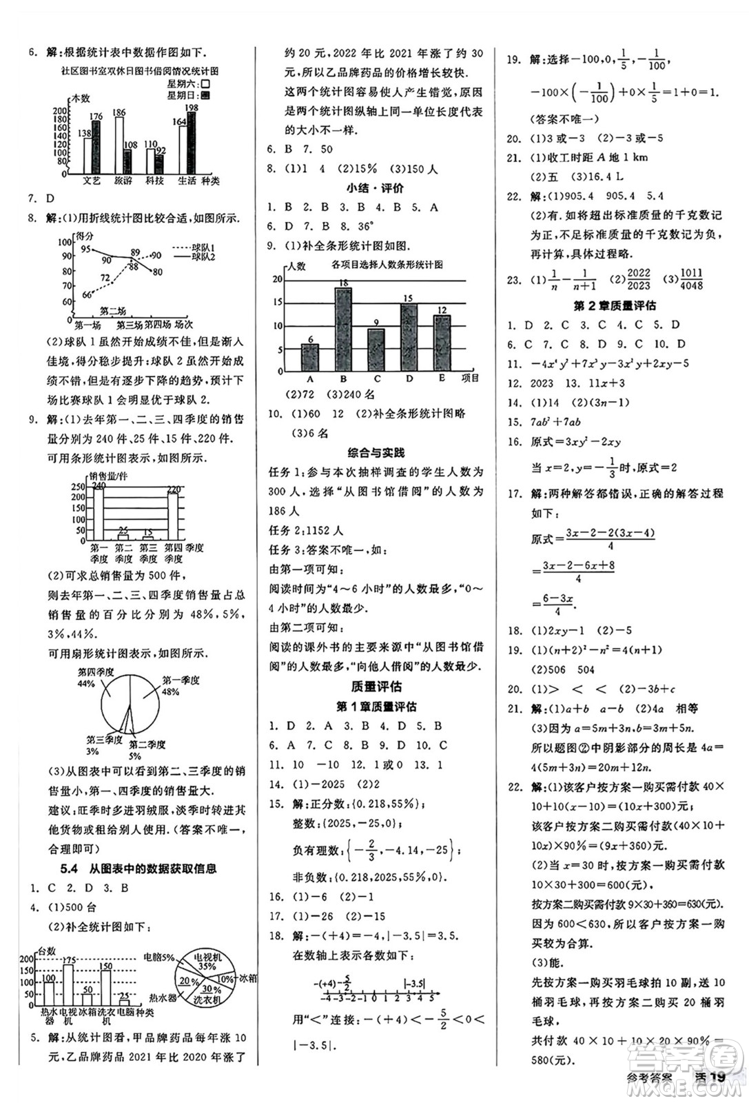 陽光出版社2024秋全品作業(yè)本七年級數(shù)學上冊滬科版安徽專版答案