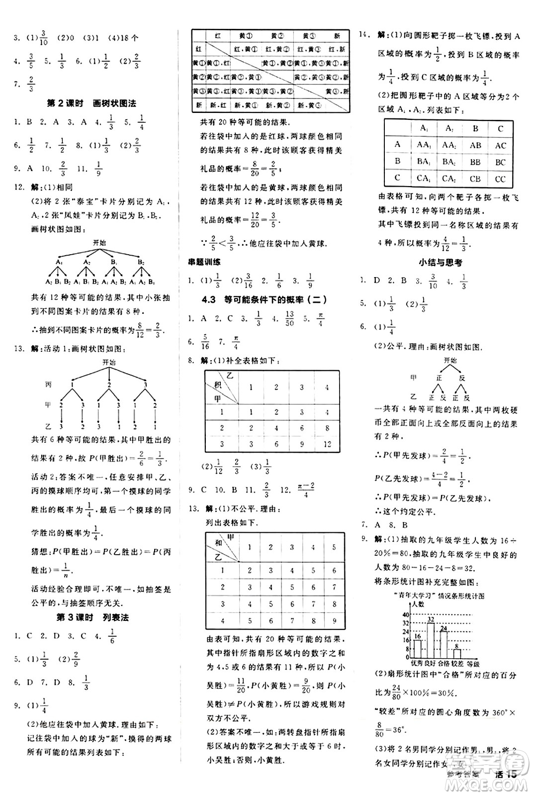 陽光出版社2024秋全品作業(yè)本九年級數(shù)學(xué)上冊蘇科版江蘇專版答案