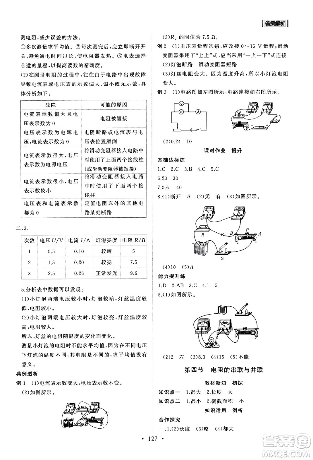 山東人民出版社2024秋初中同步練習(xí)冊(cè)九年級(jí)物理上冊(cè)魯科版五四制答案