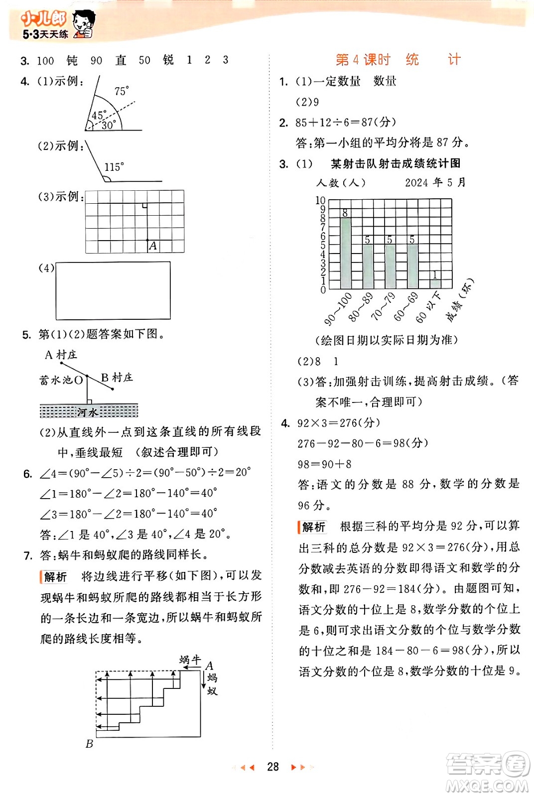 西安出版社2024年秋53天天練四年級(jí)數(shù)學(xué)上冊(cè)冀教版答案